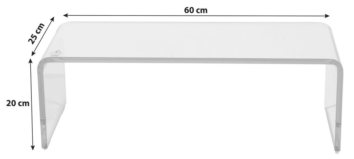 TV NADSTAVEC HAGEN - číra, Modern, sklo (60/20/25cm)
