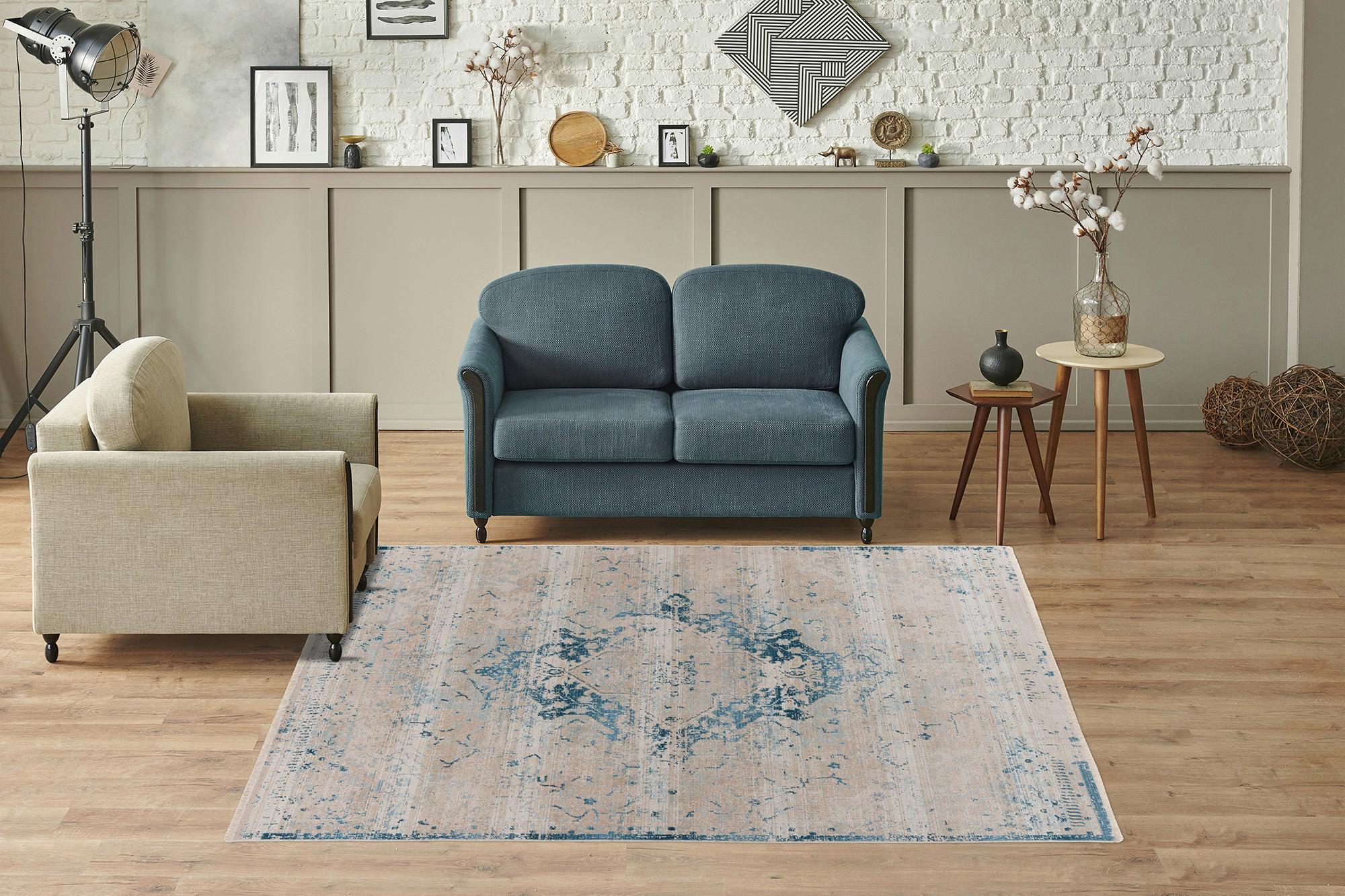Vintage-Teppich Dilan 200 - Blau, KONVENTIONELL, Textil (80/150cm)