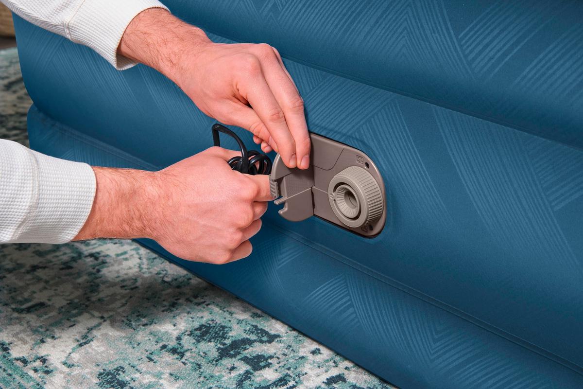 Luftbett Andrea 203x152x46 Cm Bis 350kg, Inkl. Pumpe - Grau/Hellblau, KONVENTIONELL, Kunststoff/Metall (203/152/46cm) - Bestway