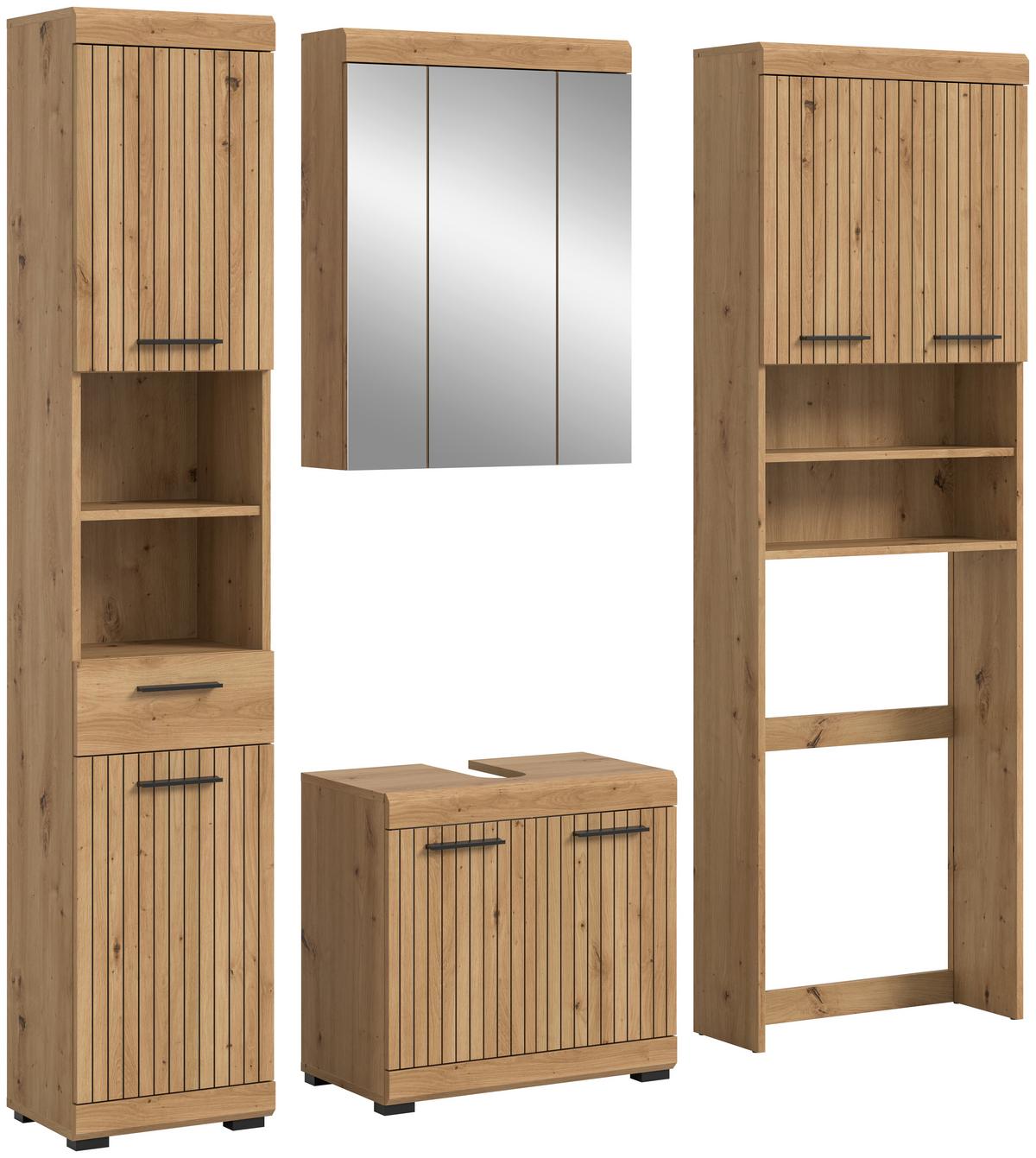 Badezimmer Scout Eiche Artisan Dekor B: 160cm - Schwarz/Eiche Artisan, Trend, Glas/Holzwerkstoff (160cm) - MID.YOU