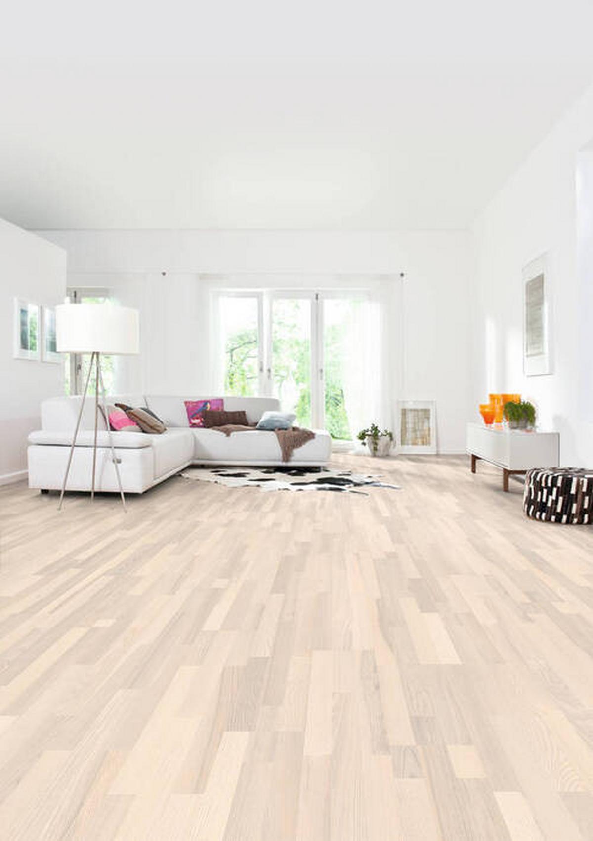 Parkettboden Esche Weiß Schiffsboden Stärke 12mm - Weiß, Basics, Holzwerkstoff (18/108.5cm) - Living by HARO