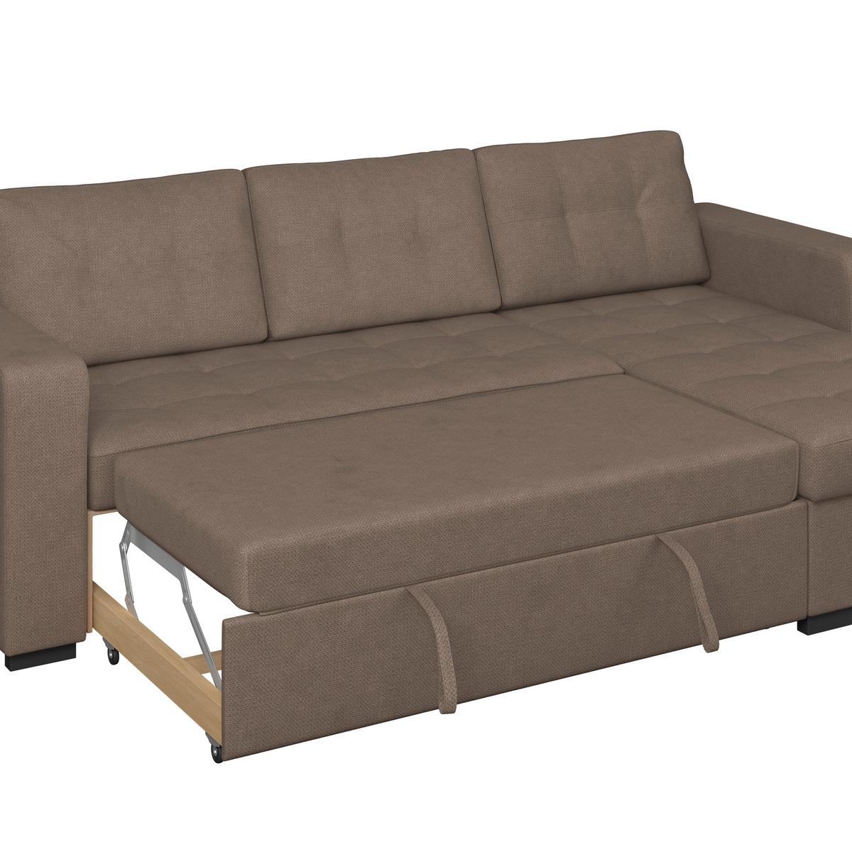 Ecksofa Turin Braun, 239x160cm - Braun, Trend, Holz/Textil (239/160cm)