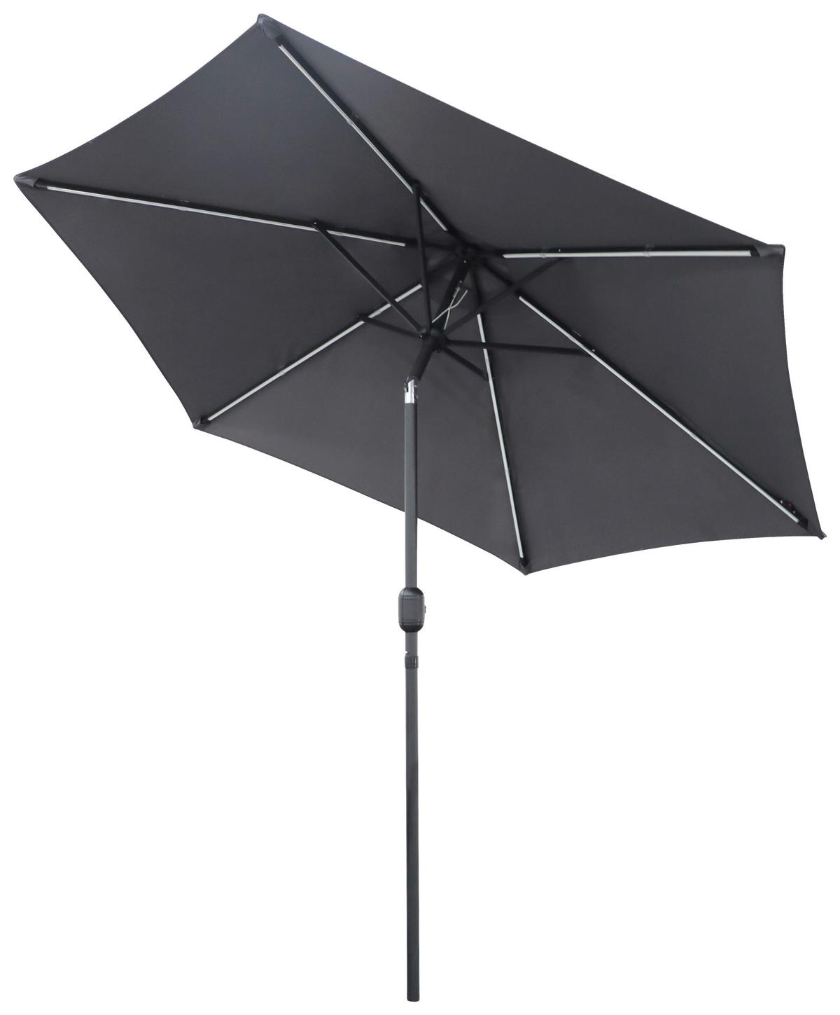 Sonnenschirm Led DM: 270 cm LED-Beleuchtung Dunkelgrau - Dunkelgrau, MODERN, Textil/Metall (270/236cm) - Beldano