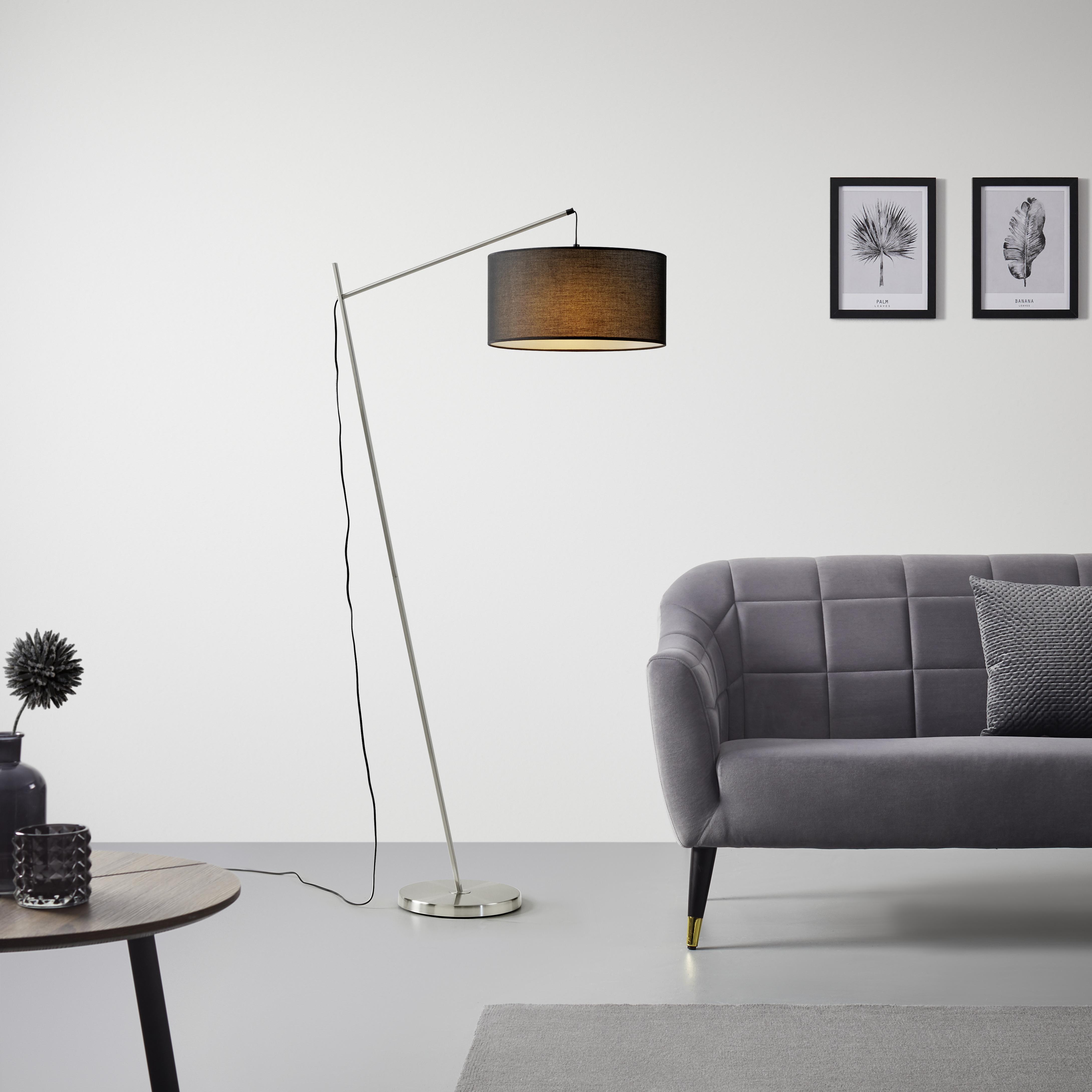 Stojací Svítidlo Aurelia Černá - černá/hnědá, Moderní, kov/textil (80/25/163cm) - Bessagi Home