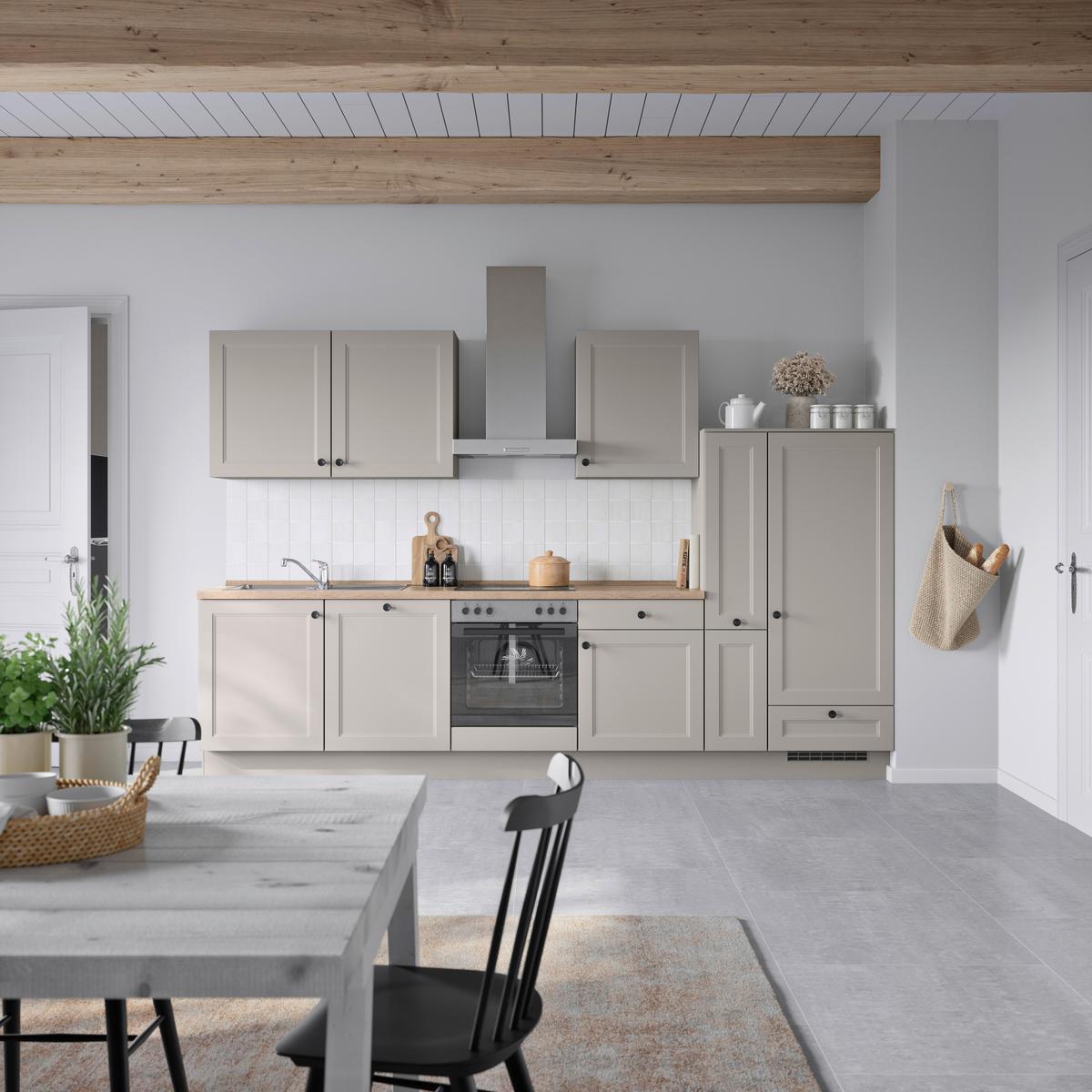 Kuchyňská linka 330 cm, kamenná sivá - šedá/černá, Moderní, kov/kompozitní dřevo (330cm) - Nobilia
