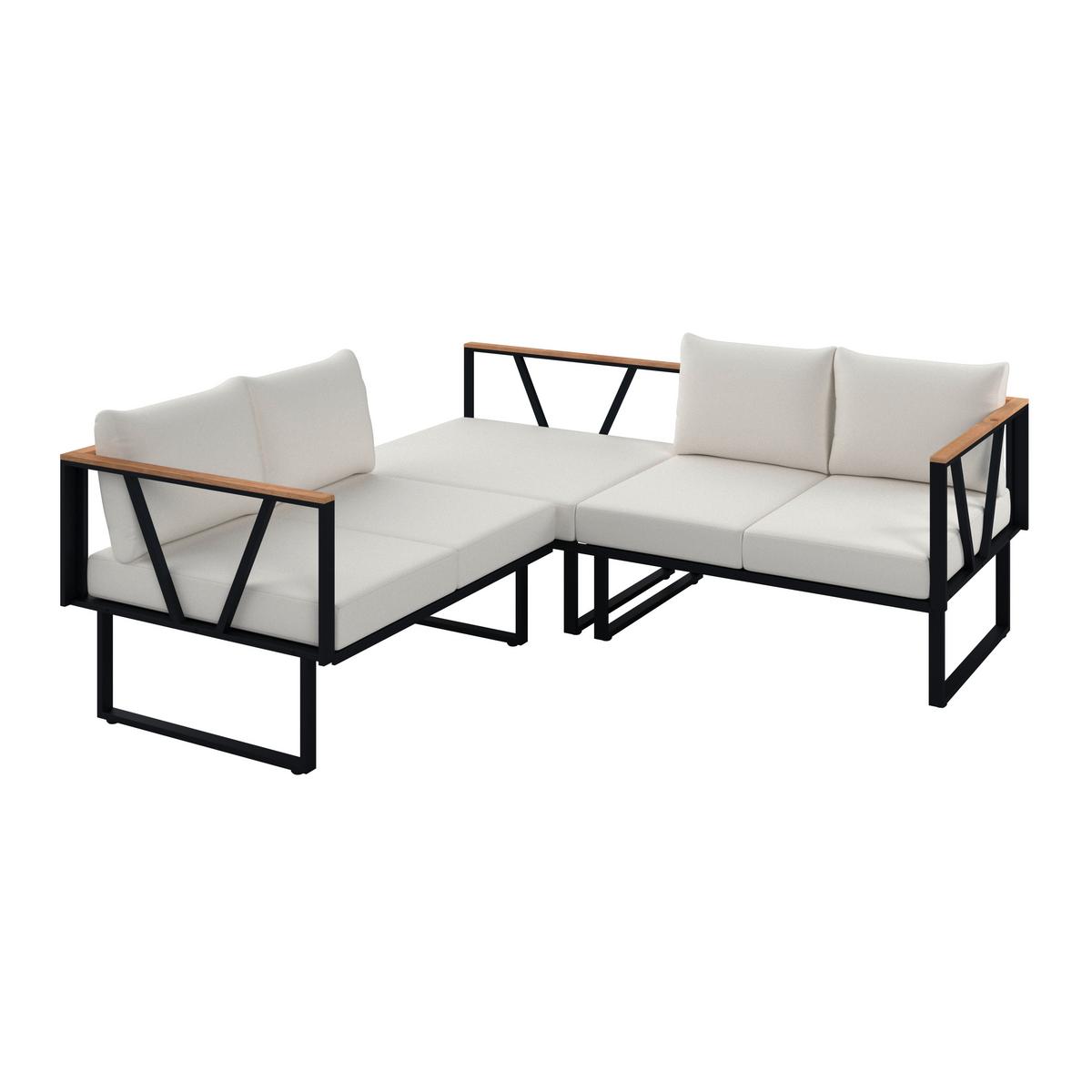 TERASOVÁ SEDACIA SÚPRAVA LORETTA - čierna/farba akácie, Modern, kov/drevo (80/75/80cm) - Bessagi Garden