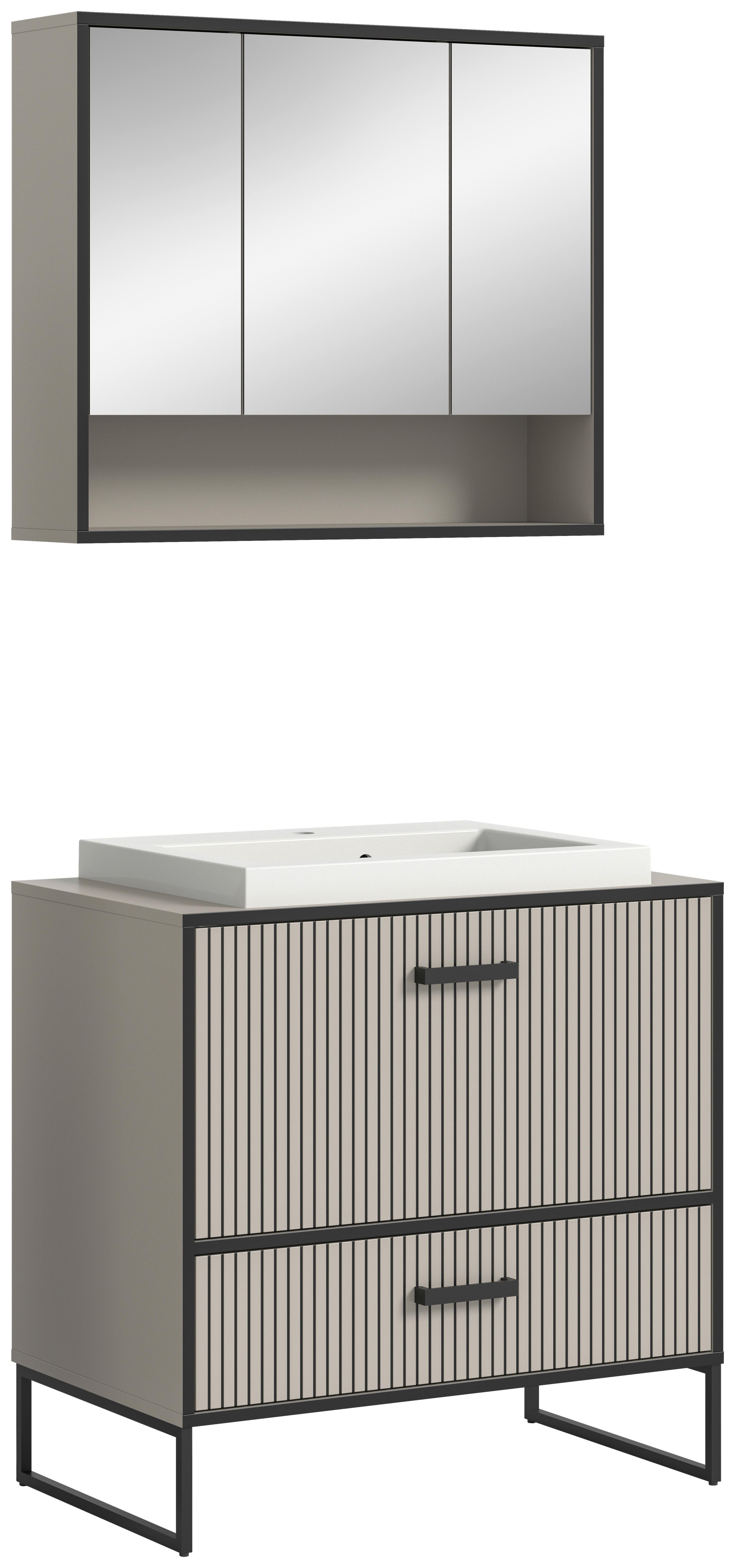 Badezimmer Bagno Schwarz/kaschmir B: 80cm - Kaschmir/Schwarz, MODERN, Holzwerkstoff (80cm) - MID.YOU