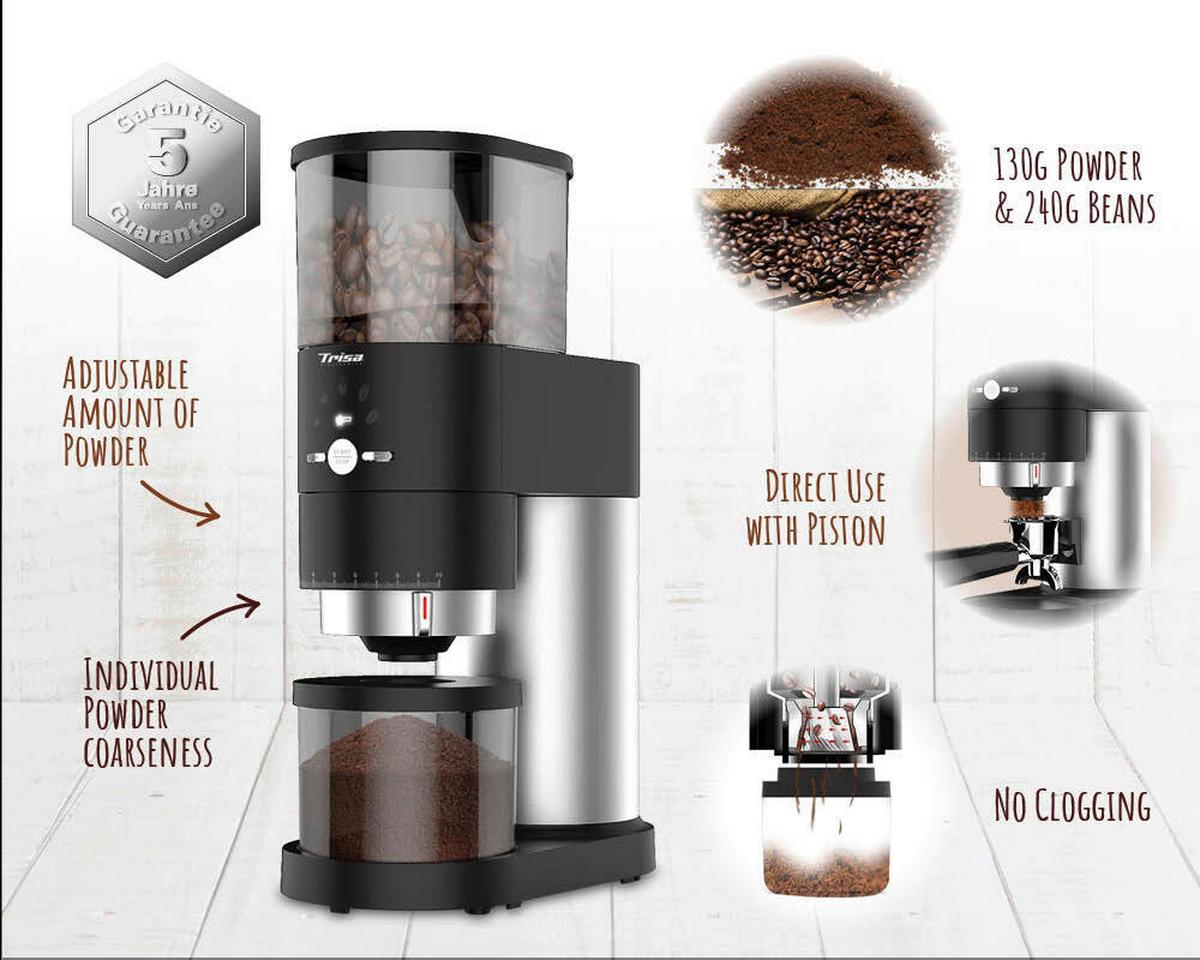 Kaffeemühle Perfect Coffee Grinder Schwarz/silber - Edelstahlfarben/Schwarz, MODERN, Kunststoff (23/11,5/34cm) - Trisa Electronics