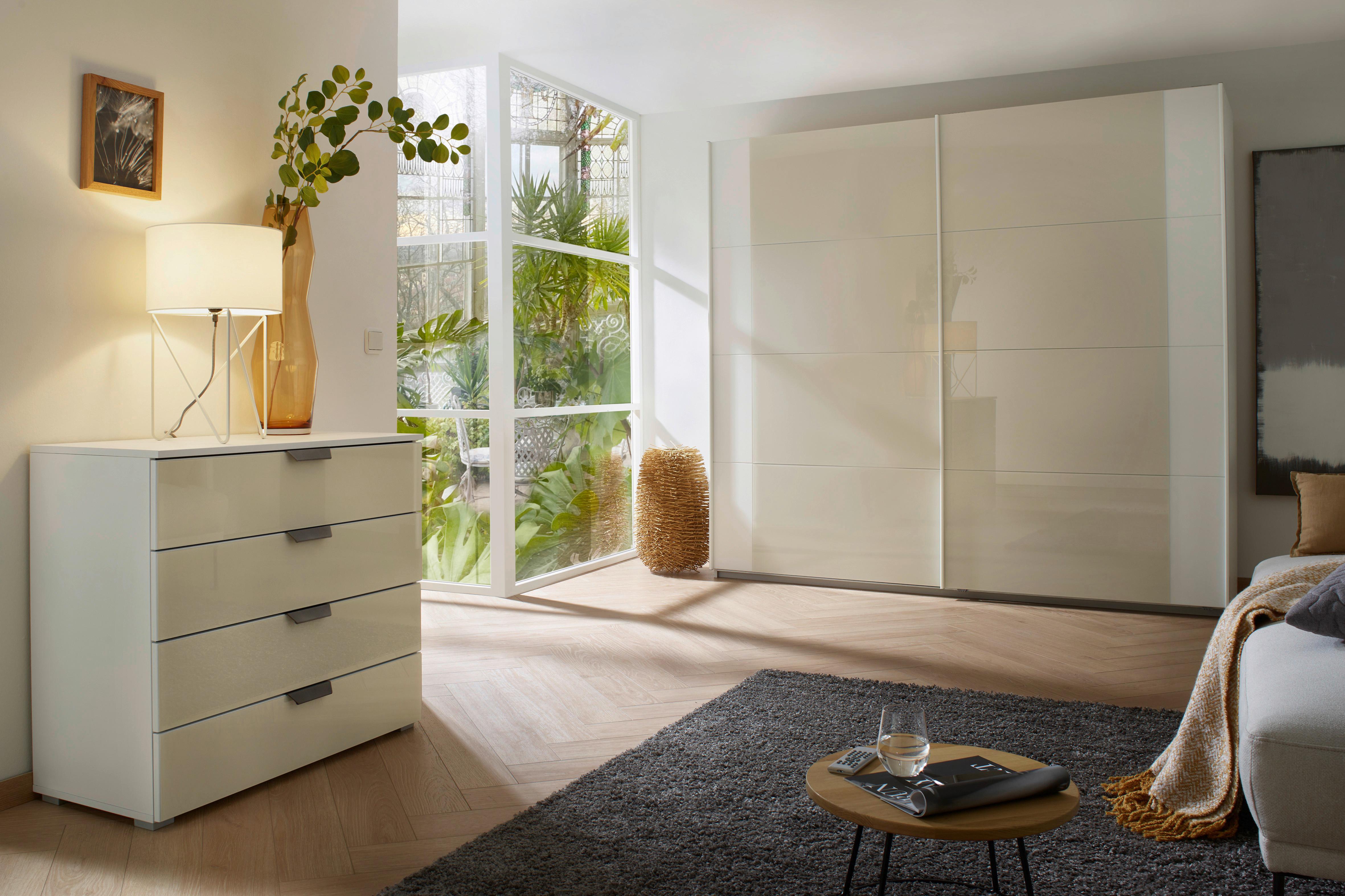 Schwebetürenschrank Artemis B: 181 cm Weiß/Champagner - Champagner/Weiß, MODERN, Glas/Holzwerkstoff (181/210/62cm) - Rauch Möbel
