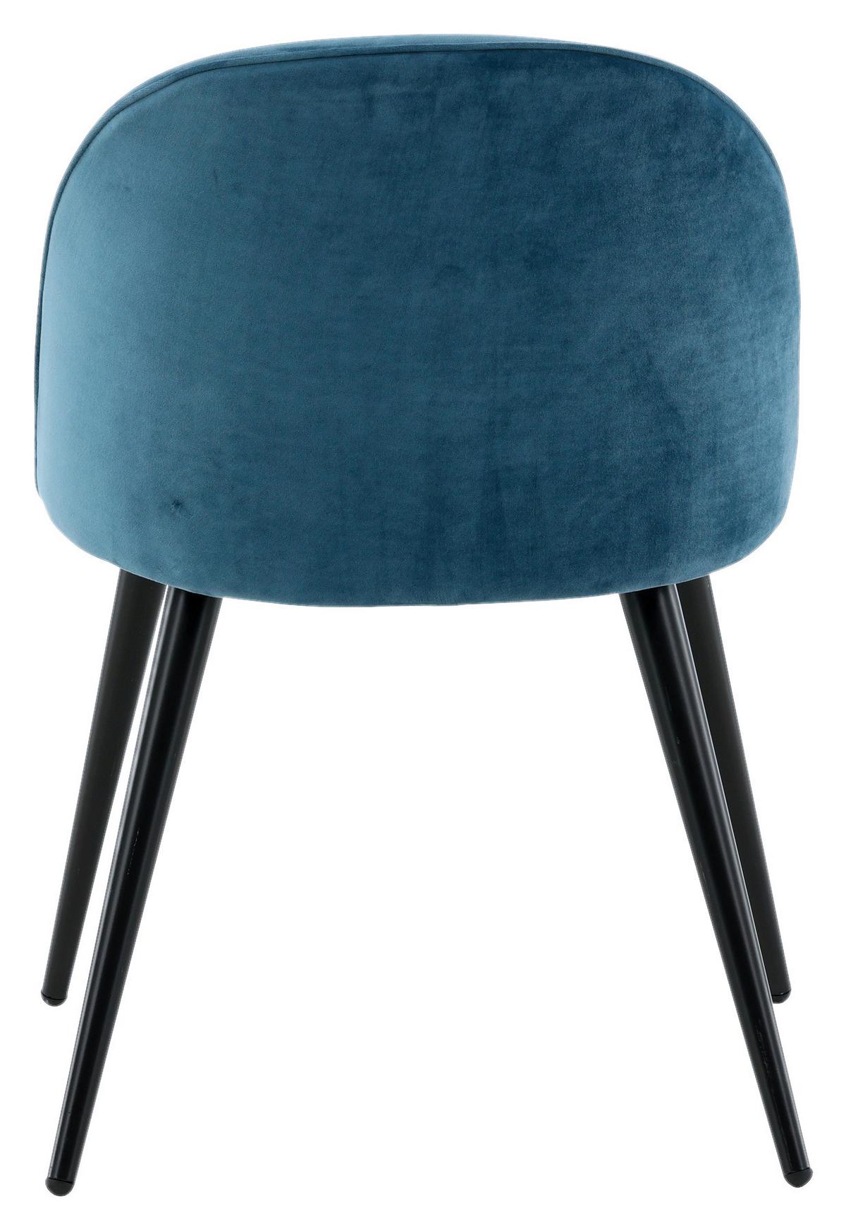 Stuhl-Set Velvet Schwarz/Blau B: 57 cm - Blau/Schwarz, Design, Textil/Metall (57/76.5/50cm) - Livetastic