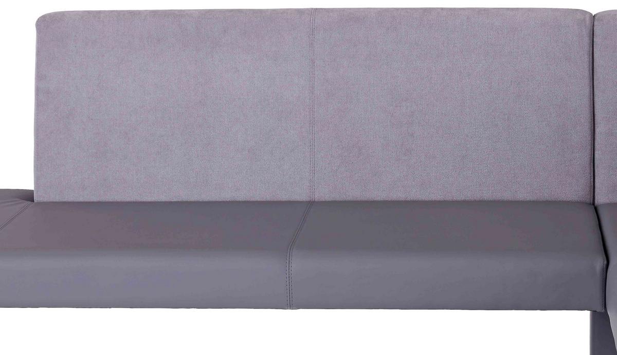 Eckbank Grau Lederlook / Webstoff Valun II 203x160 cm - Grau, KONVENTIONELL, Karton/Holz (203/160cm)