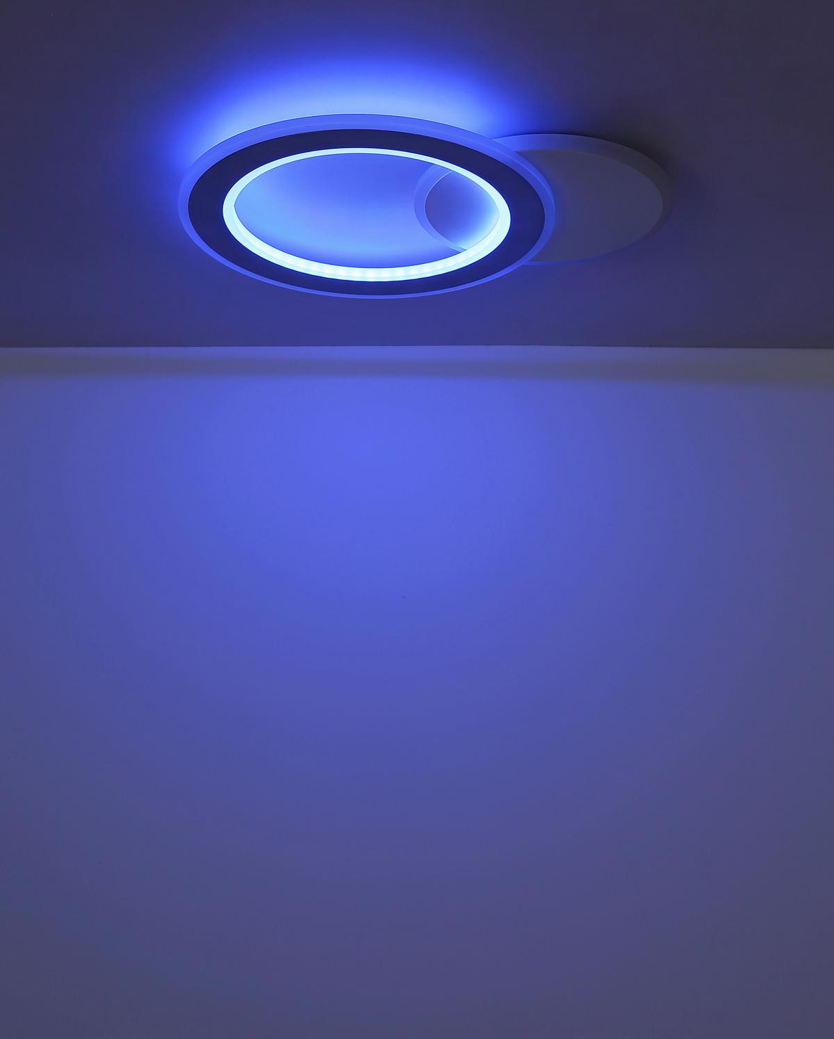 LED-Deckenleuchte 2700-6000k - Hellgrau/Schwarz, Design, Kunststoff/Metall (51/38/4cm) - Globo