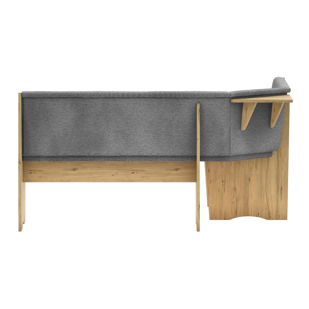 Eckbank Leipzig Webstoff dunkelgrau, 125x165cm - Dunkelgrau/Eiche Artisan, ROMANTIK / LANDHAUS, Holzwerkstoff/Textil (125/165cm)