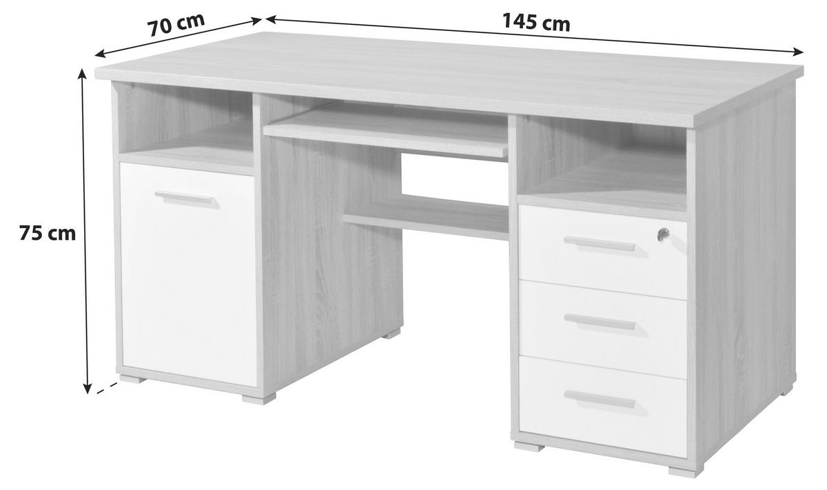 Schreibtisch mit Stauraum B: 145 H: 75 cm, Anthrazit - Anthrazit, Design, Holzwerkstoff (145/70/75cm) - Germania