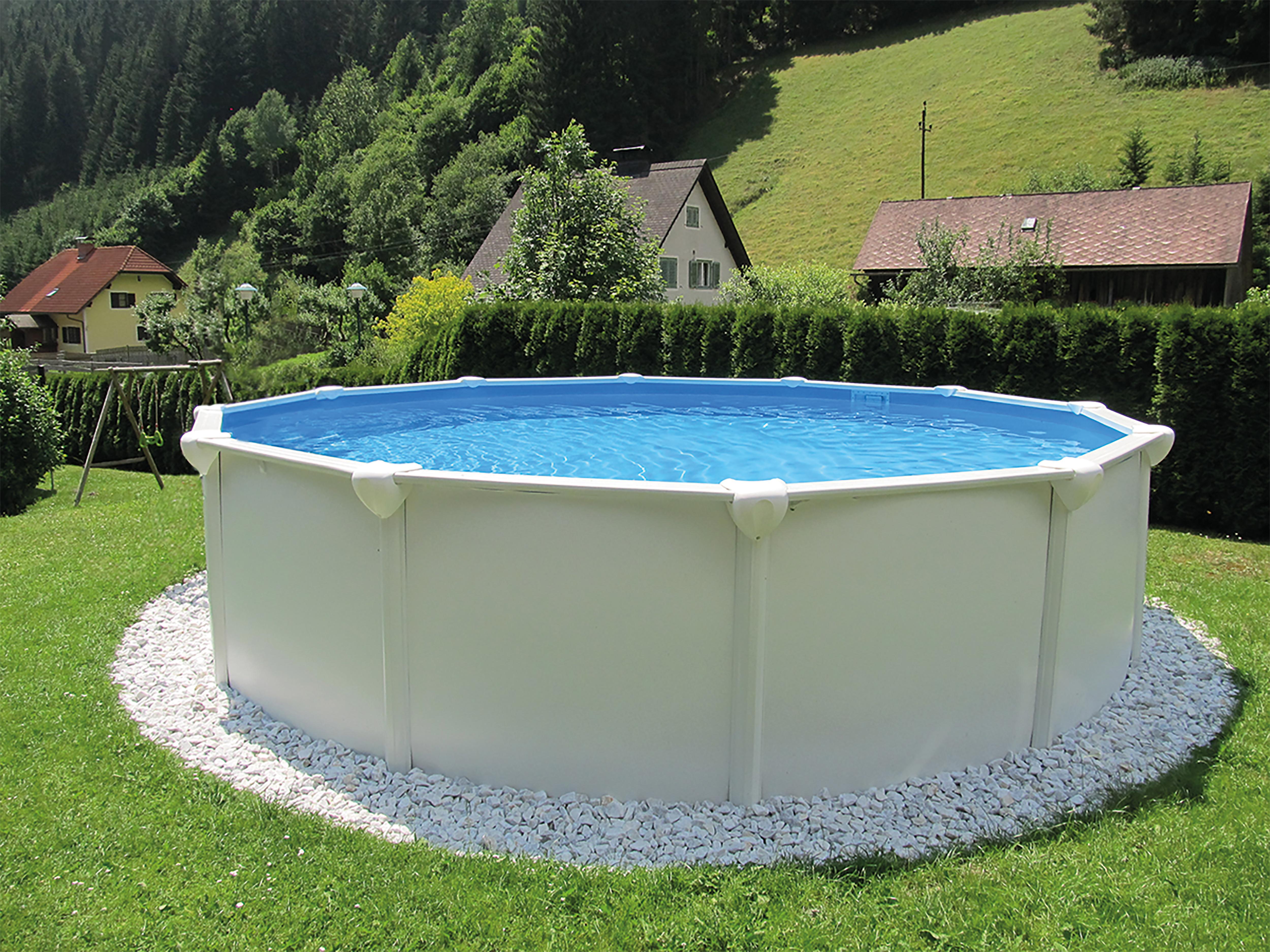 Stahlrahmenpool Rund Set Steely mit Pumpe Ø 360 cm - Blau/Weiß, MODERN, Kunststoff/Metall (360/132cm)