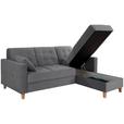 Ecksofa Bergen - Dunkelgrau/Naturfarben, Design, Textil (231/160cm) - Luca Bessoni