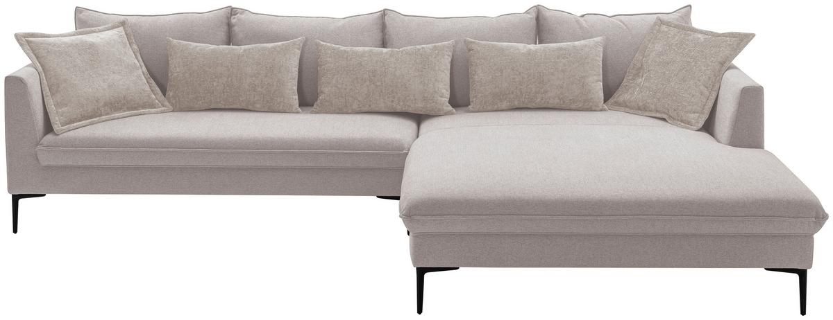 Ecksofa Piazza Beige S: 321x187 cm - Beige/Schwarz, Design, Textil (321/187cm) - Livetastic