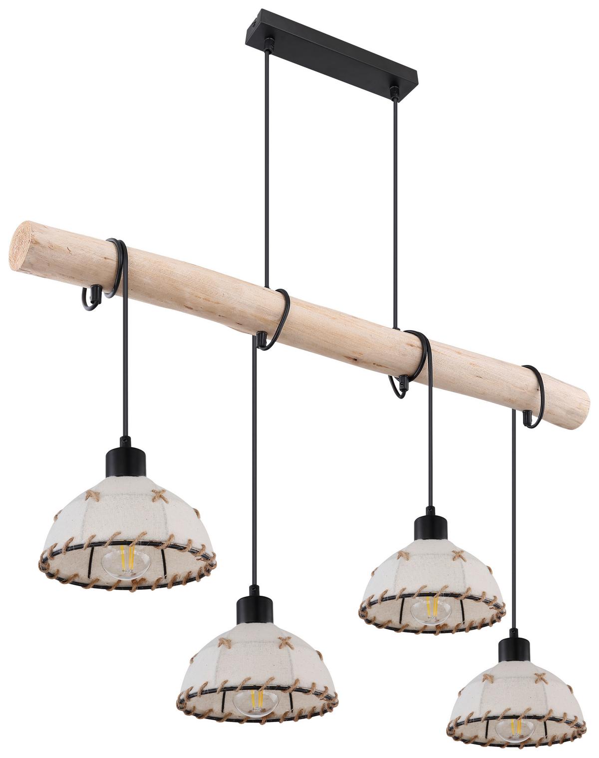 Hängeleuchte Rex H: 120 Cm 4-Flammig - Beige/Schwarz, Natur, Naturmaterialien/Textil (85/18/120cm) - Globo