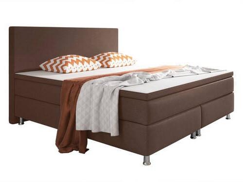 Boxspringbett Mit Topper 180x200 Cm Berlin F - Silberfarben/Braun, KONVENTIONELL, Textil (180/200cm) - MID.YOU
