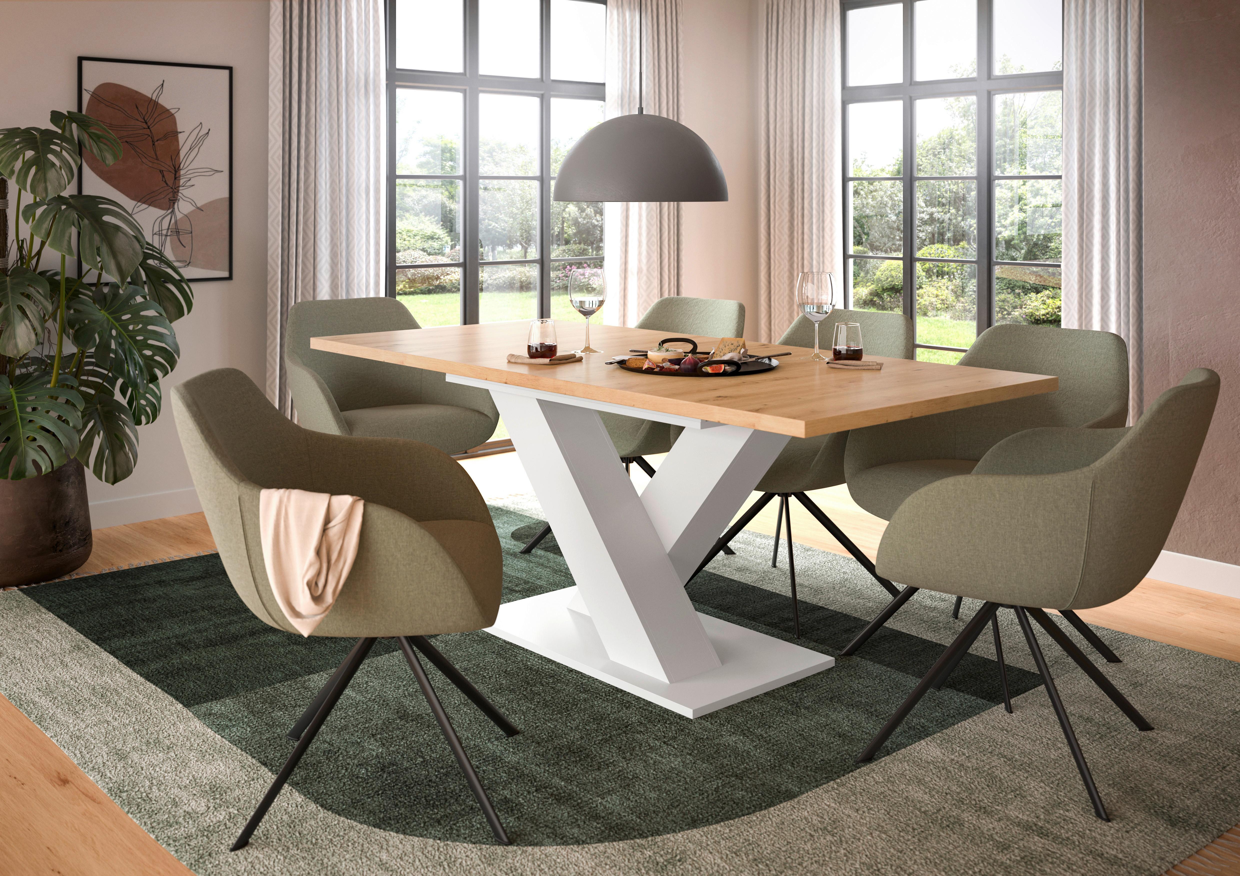 Ausziehtisch Marlon 150 Az Artisan/Weiß, B: 150-190 cm - Weiß/Eiche Artisan, KONVENTIONELL, Holzwerkstoff (150-190/76/90cm)