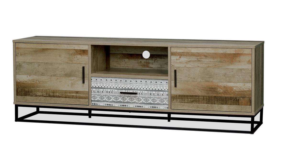 Lowboard Graubraun, Naturfarben B: 160cm - Graubraun/Schwarz, Design, Holzwerkstoff (160/55/38cm) - Livetastic