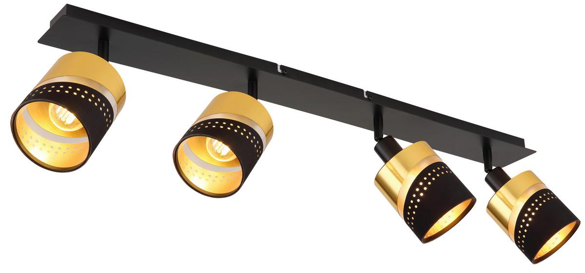 Strahler 54046-4 - Goldfarben/Schwarz, Design, Kunststoff/Textil (80/9/20,5cm) - Globo