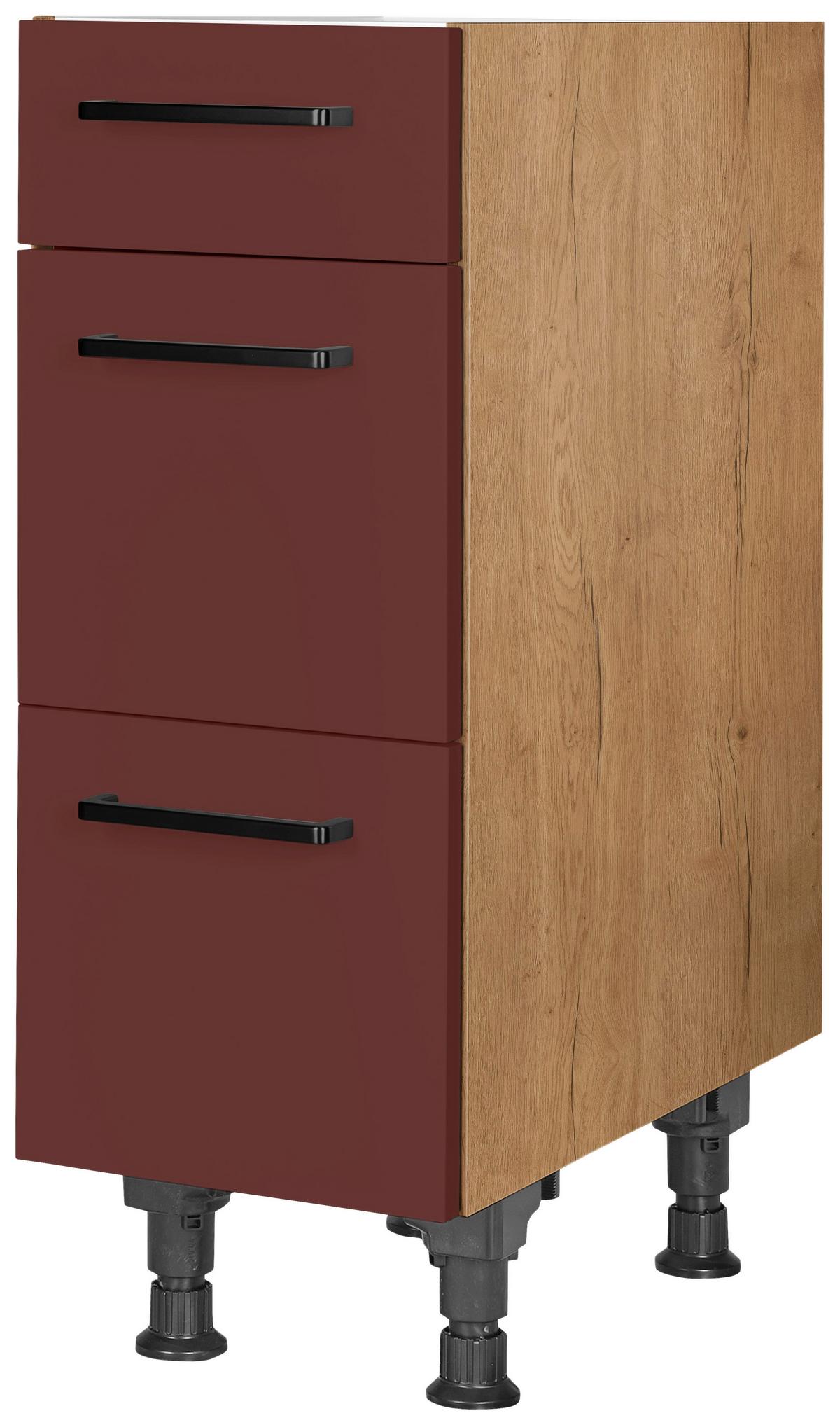 Schubkastenunterschrank Easytouch - Eichefarben/Rot, MODERN, Holzwerkstoff (30/87/56cm) - Nobilia