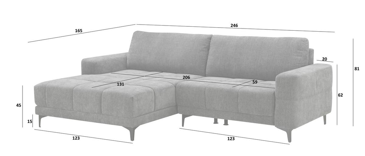 Ecksofa mit Relaxfunktion Chandler - Dunkelgrau/Schwarz, MODERN, Textil (165/246cm) - MID.YOU