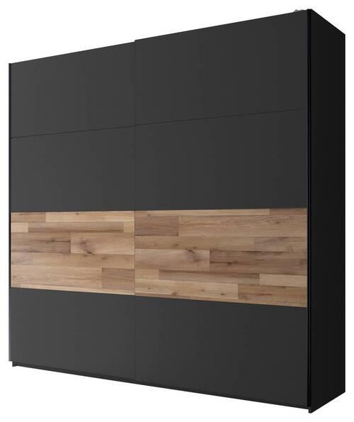 Schwebetürenschrank B: 215 Cm Medina, Graphit/eiche Dekor - Eichefarben/Graphitfarben, MODERN, Holzwerkstoff (215/210/58,5cm) - MID.YOU
