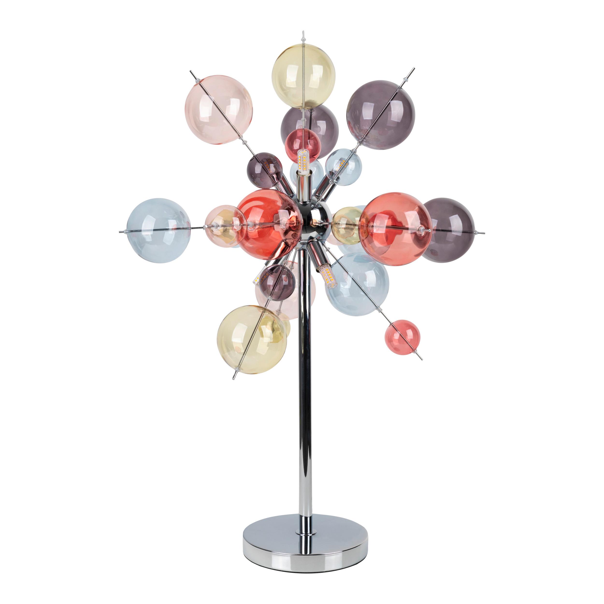TISCHLEUCHTE Farbglas, Chrom - Chromfarben/Multicolor, Design, Glas/Metall (51/73cm) - Näve