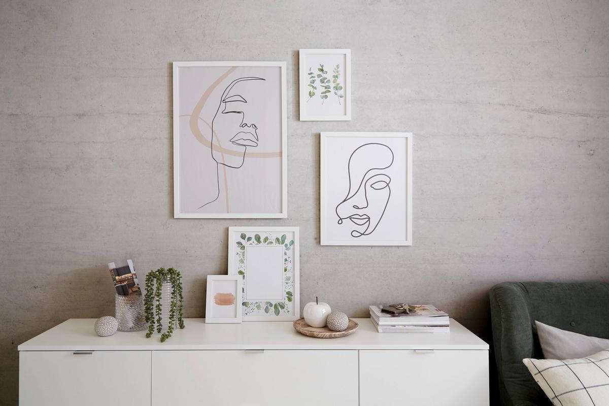 Bilderrahmen Caralina Holz- Dekor Weiß, BxH: 53,3x73,3 cm - Weiß, Basics, Glas/Holz (53,3/73,3/1,5cm) - Luca Bessoni