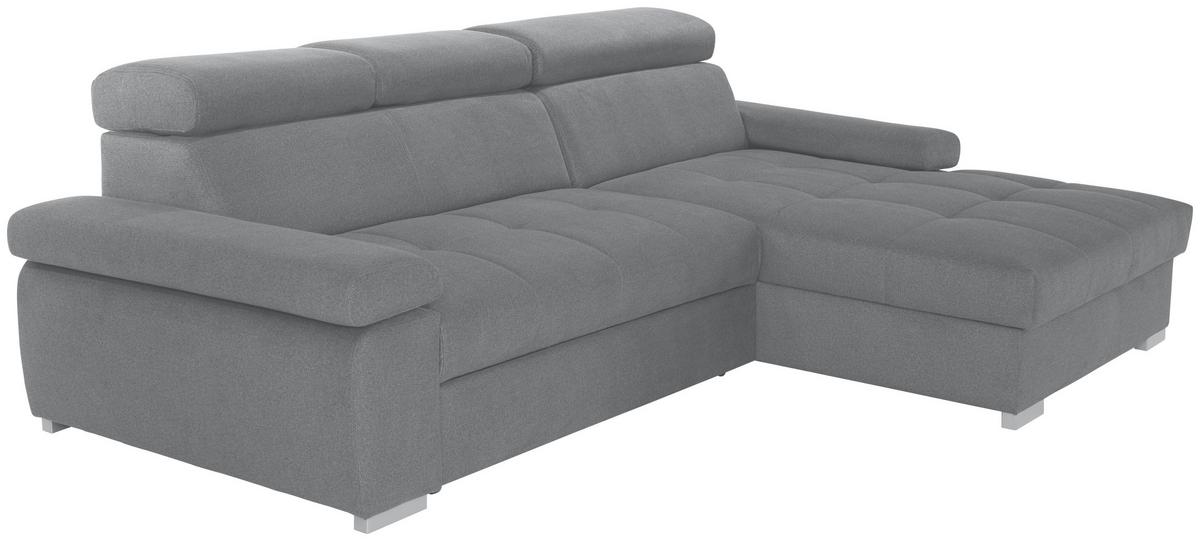 Ecksofa mit Bettkasten Perry Grau 292x183 cm - Silberfarben/Grau, Design, Textil (292/183cm) - Livetastic