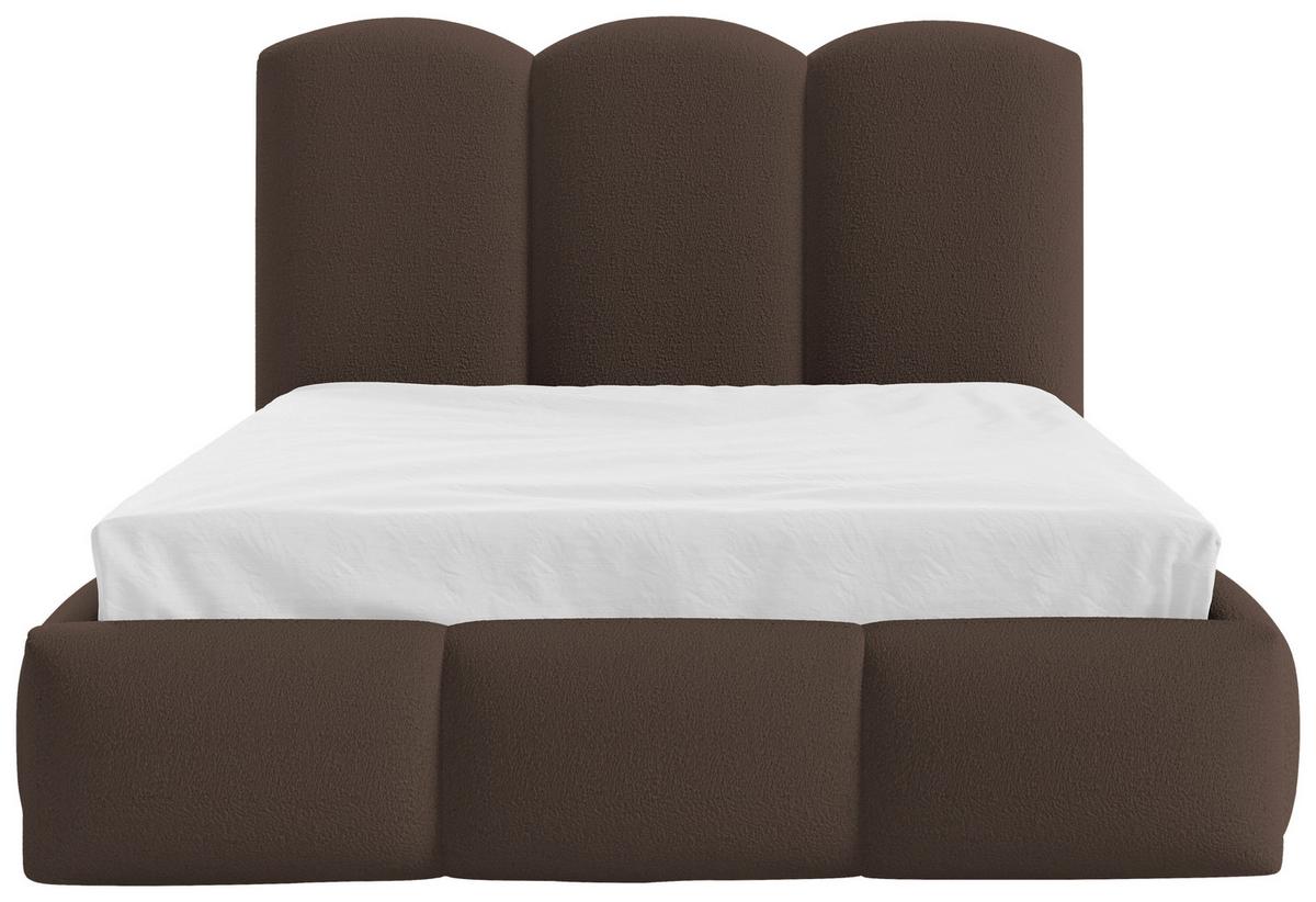 Polsterbett Bero Dunkelbraun, Lf: 140x200 Cm - Dunkelbraun/Buchefarben, Trend, Holz/Textil (140/200cm)