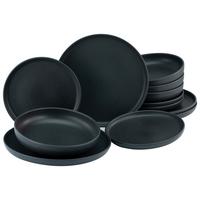 Jedálenský servis UNO BLACK I, 12-dielny - čierna, Design, keramika (36,5/36,5/34,5cm) - Creatable