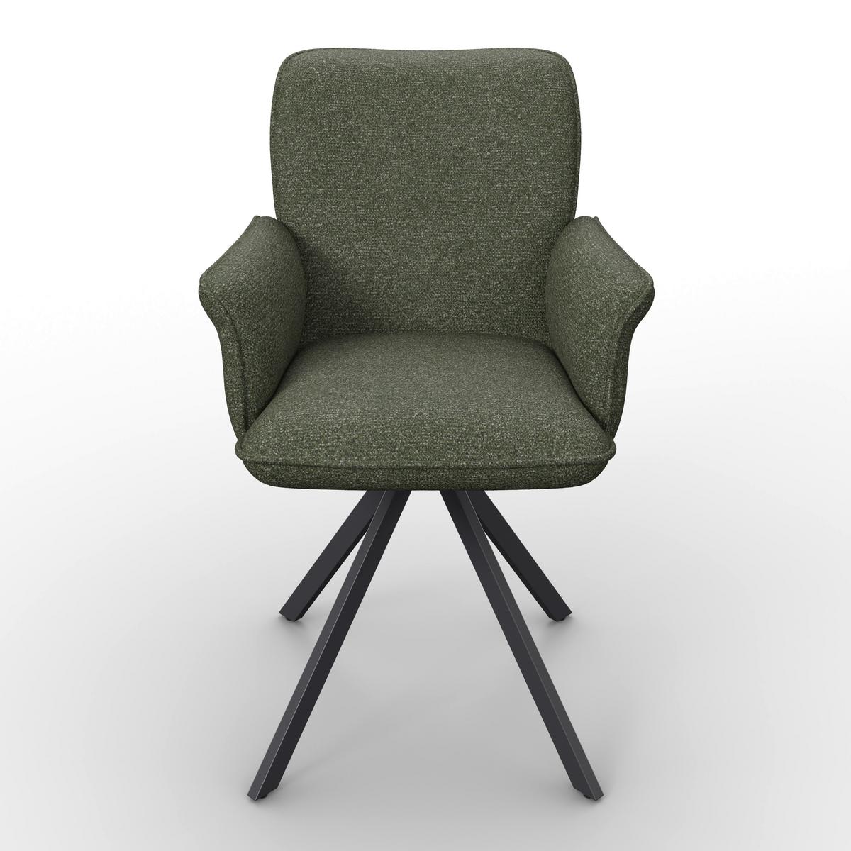 ŽIDLE S PODRUČKAMI TESS - černá/zelená, Moderní, kov/dřevo (64/90/63cm) - Bessagi Home