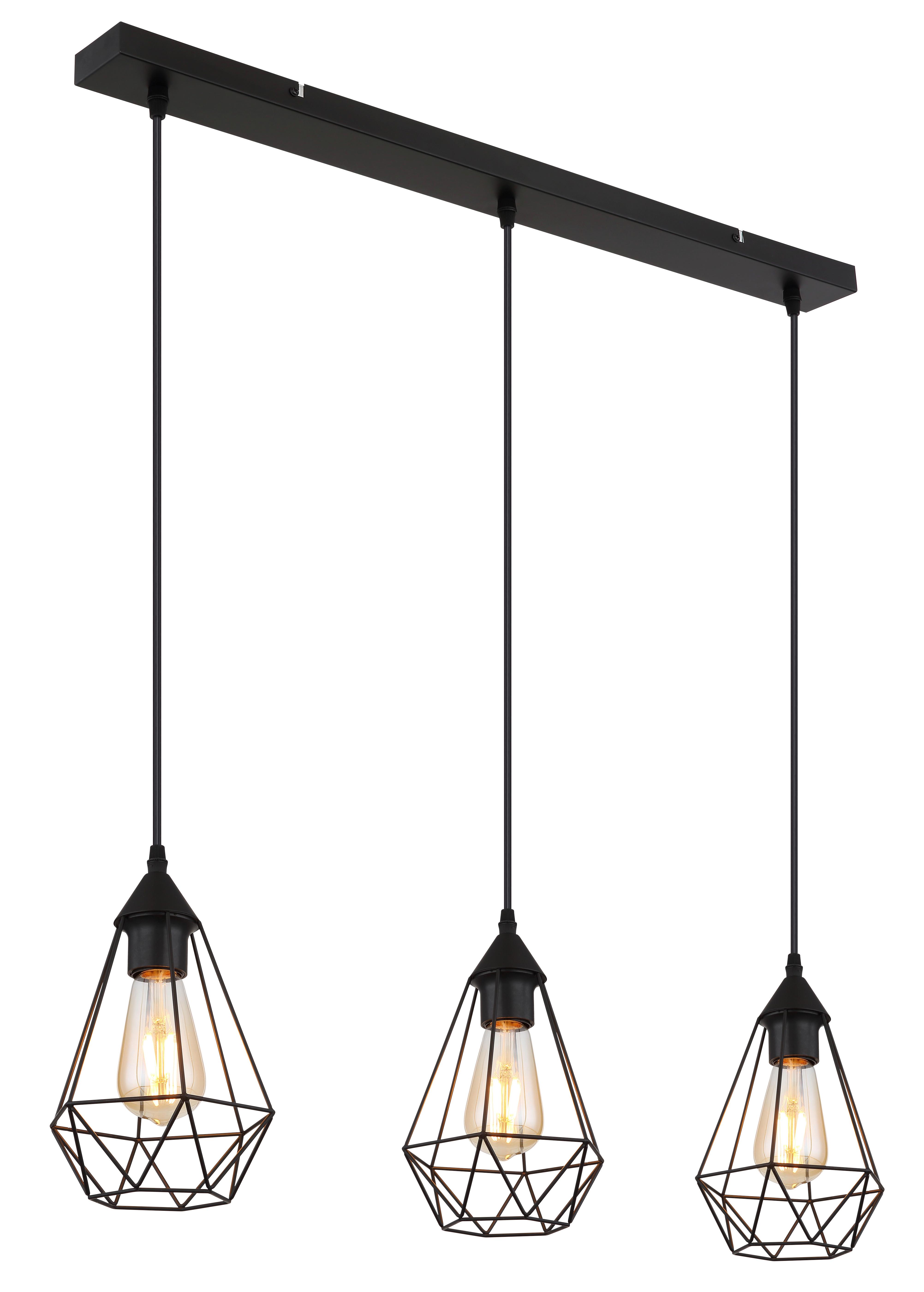 Hängeleuchte 15745-3h - Schwarz, Design, Textil/Metall (79/17/120cm) - Globo