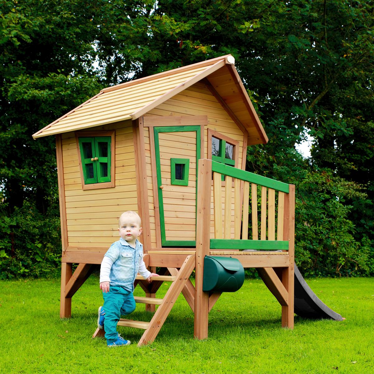 Spielhaus A030.045.80 - Braun/Grau, KONVENTIONELL, Holz/Kunststoff (264/203/177cm) - Ambia Garden