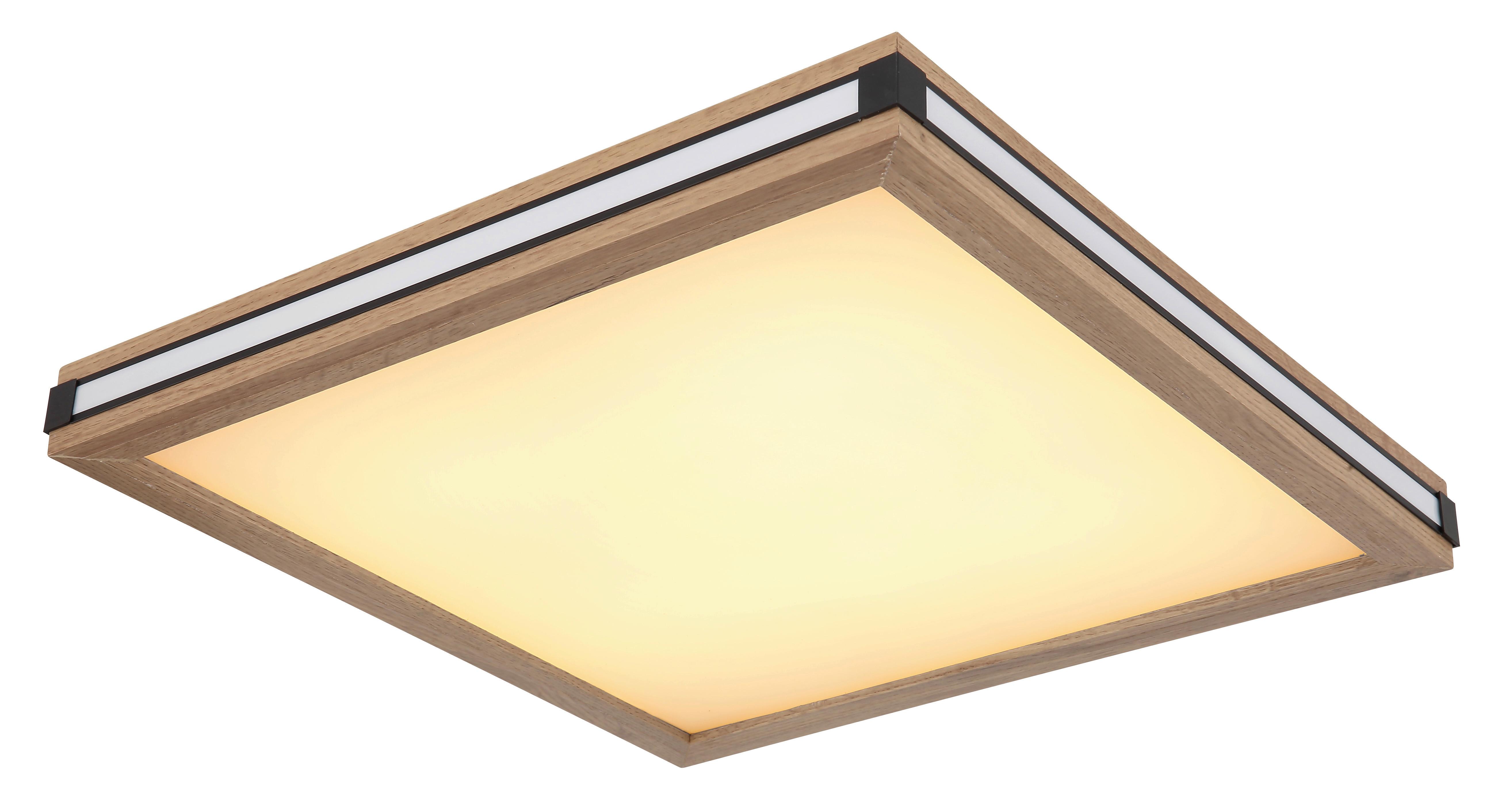 LED-Deckenleuchte 41589d2 - Dunkelbraun/Opal, Natur, Holzwerkstoff/Kunststoff (45/45/7,5cm) - Globo