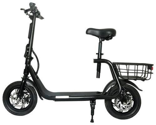E-Scooter Klappbar Eks66 Mit Sitz und Gepäckkorb - Schwarz, Basics (123/59/95cm)