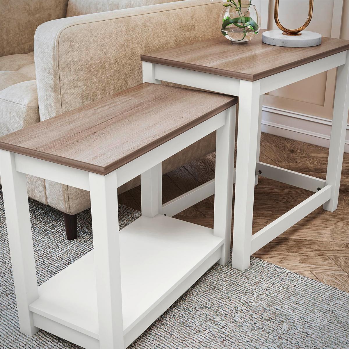 Beistelltisch Chapel Hill Weiß/ Eiche Dekor B 38 Cm - Eichefarben/Weiß, Design, Holzwerkstoff (38/60/61cm) - MID.YOU