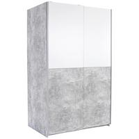 Schwebetürenschrank 125 cm Victoria, Weiß/Betonoptik - Eichefarben/Weiß, MODERN, Holzwerkstoff (125/196/62cm)