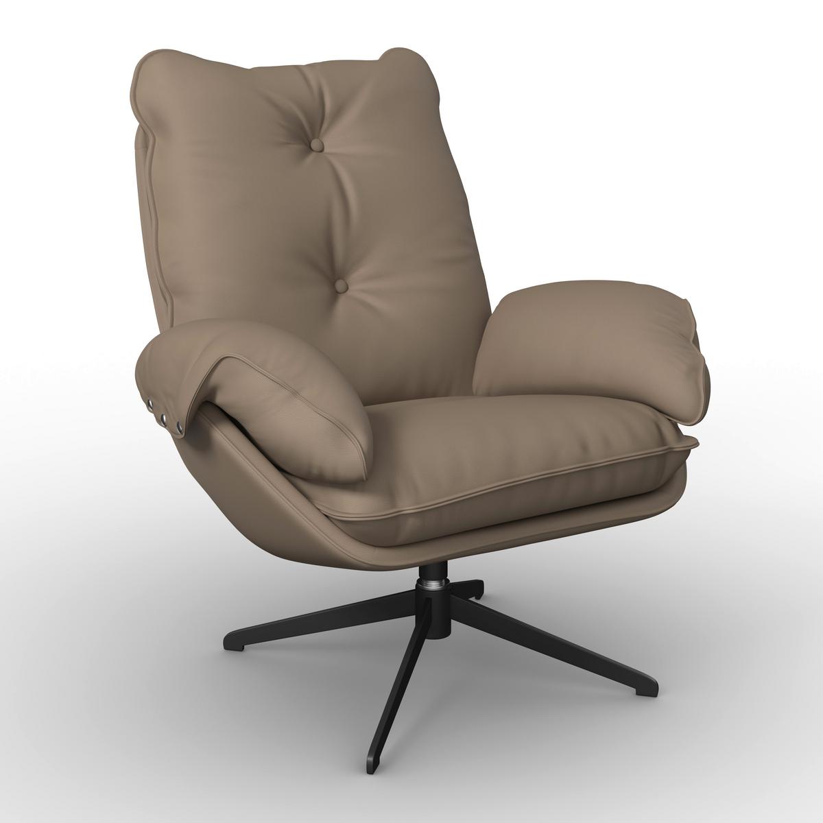 Relaxační křeslo ANDREA, světle hnědá, s taburetem - černá/světle hnědá, Moderní, kov/dřevo (82/105/80cm) - Bessagi Home