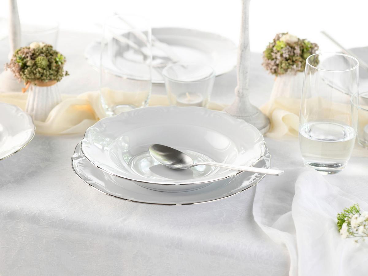 Tafelservice Maria Theresia Weiß, Platinfarben 12--Teilig - Platinfarben/Weiß, Basics, Keramik - Creatable