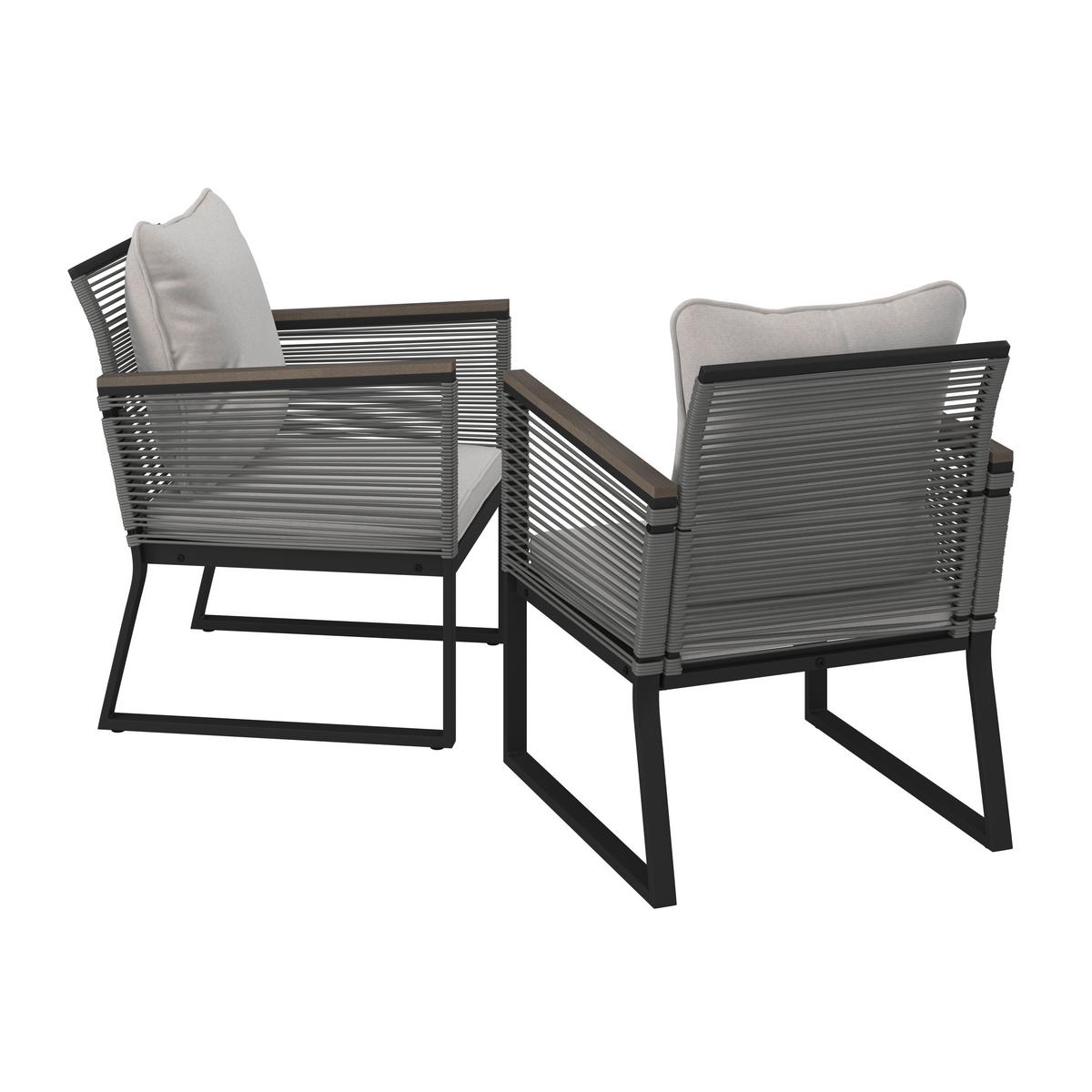 SADA ZAHRADNÍCH KŘESEL TONI - šedá/černá, Moderní, kov/textil (57,5/73/60cm) - Bessagi Garden