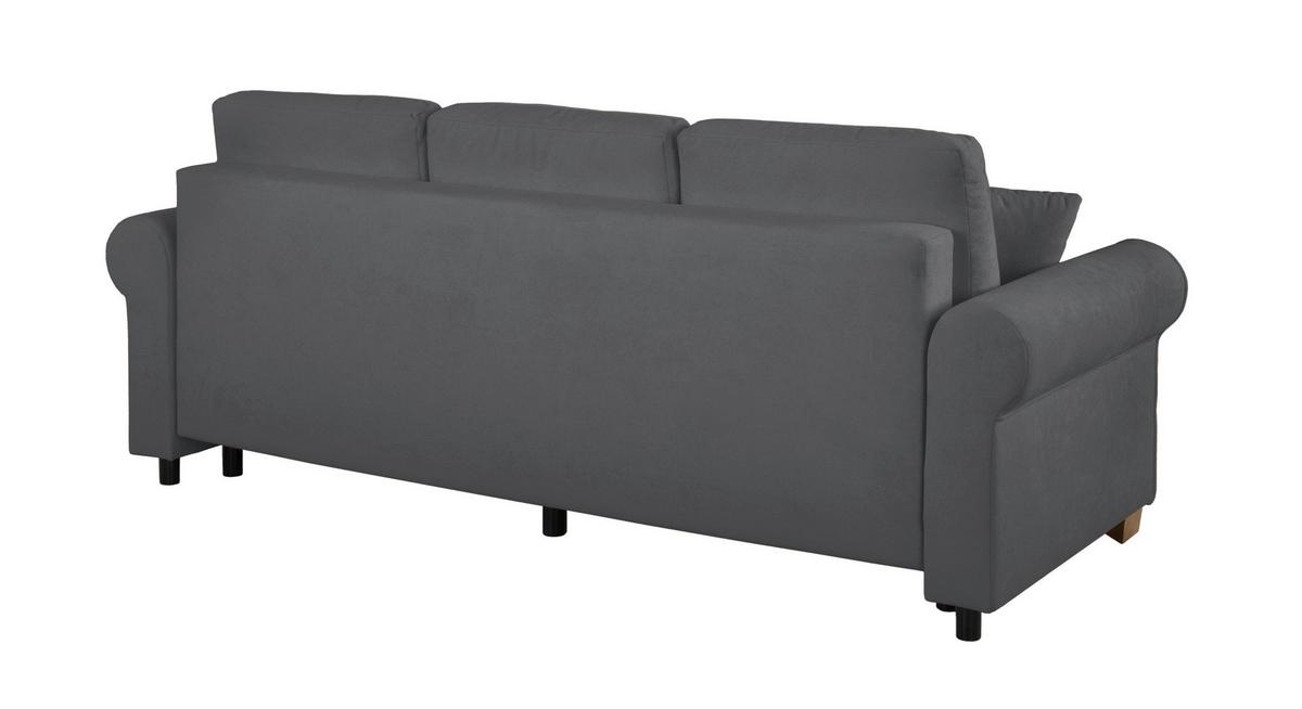 Schlafsofa Arles, Dunkelgrau 120 B: 240cm - Dunkelgrau/Buchefarben, Design, Textil (240/94/98cm) - MID.YOU