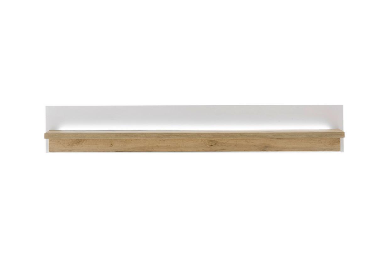 Wandboatf Long Island Weiß/Eiche Dekor B: 150cm - Eiche Wotan/Weiß, Design, Holzwerkstoff (150/20/18cm) - MID.YOU
