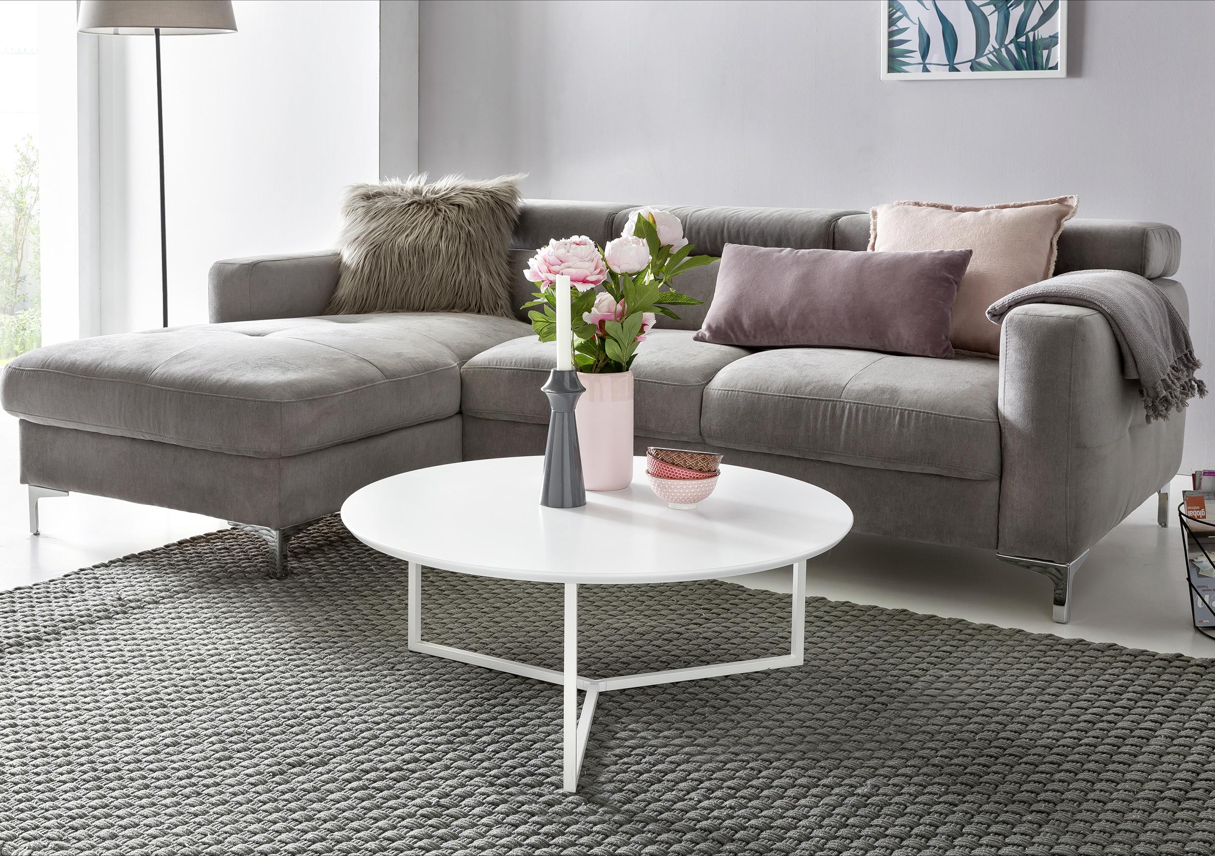 MID.YOU Couchtisch Rund Mit Stahlbeinen, Weiß