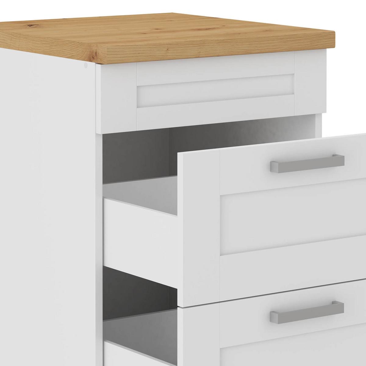 Küchenunterschrank Luisa B: 60 Cm Weiß Mit Laden - Weiß/Eiche Artisan, ROMANTIK / LANDHAUS, Holzwerkstoff (60/86/60cm)