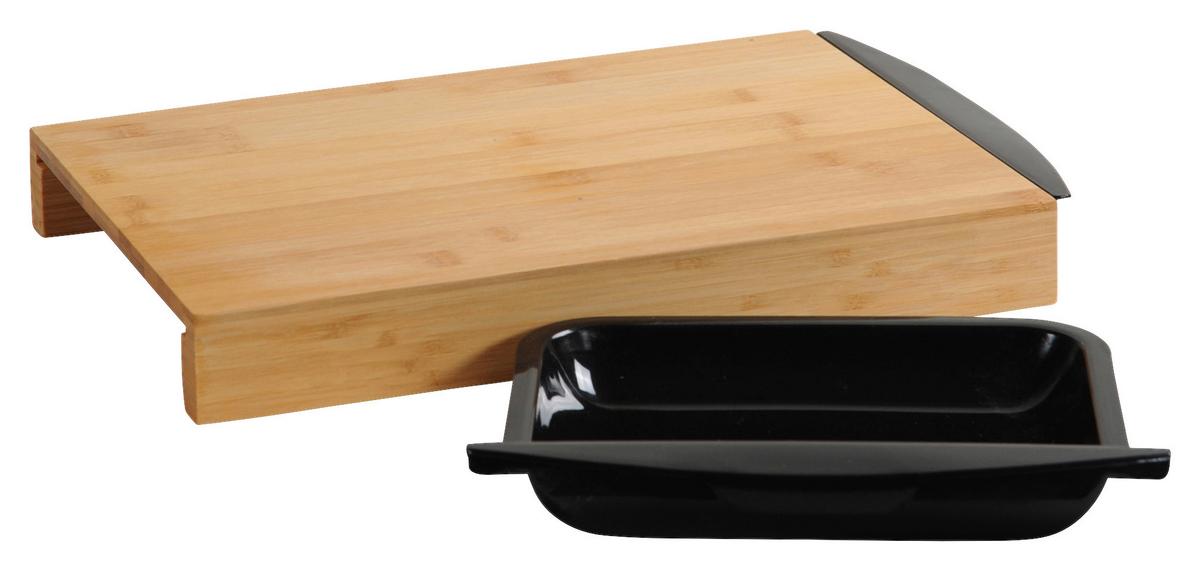 Schneidebrett Aus Holz Mit 2 Auffangschalen B: 25,5 Cm - Schwarz, Basics, Holz/Kunststoff (25,5/4/41cm) - Kesper