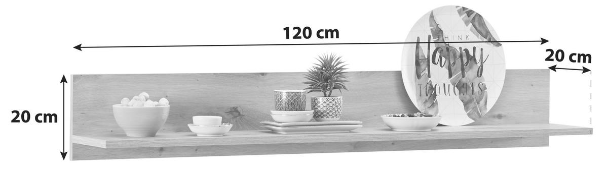 Wandboard Kashmir New B: 120 cm Artisan Eiche Dekor - Eichefarben, MODERN, Holzwerkstoff (120/20/20cm) - James Wood
